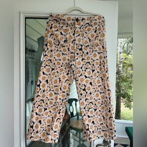 Maeve by Anthropologie Daisy Print Wide-Leg Pants
